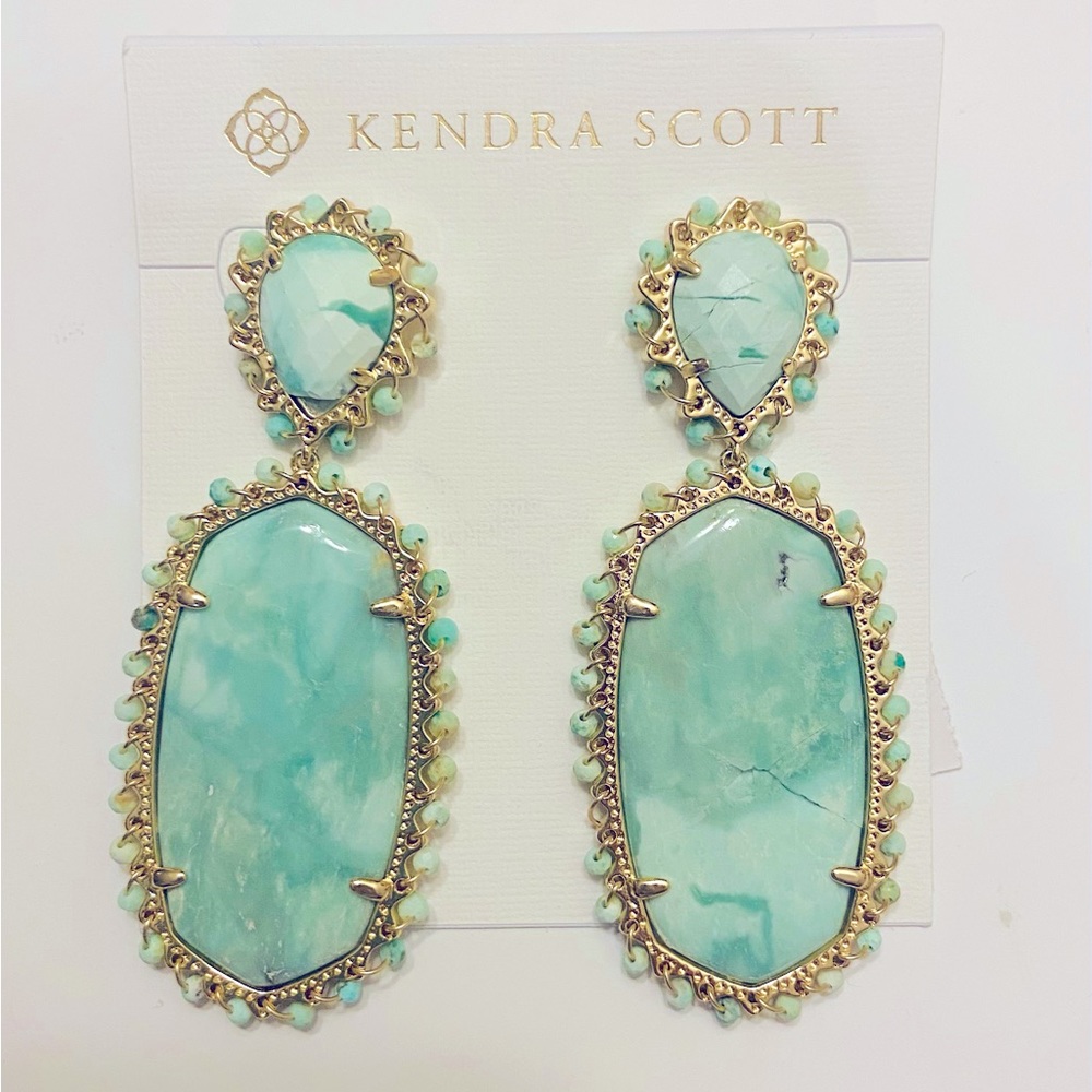 Parsons Gold Earrings in Sea Green Chrysocolla